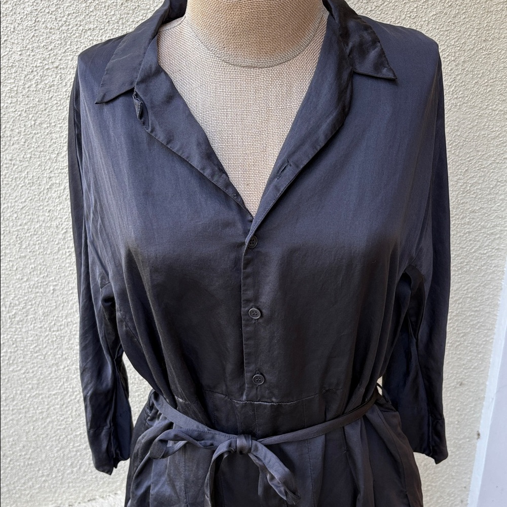 CP Shades gorgeous silk blend black dress w/ great pockets & belt. Made in USA - Picture 3 of 15